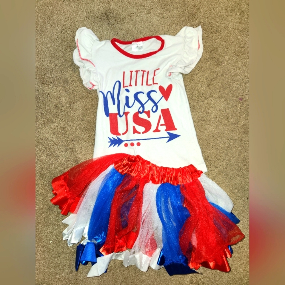 Girls Little Miss USA" Tutu Skirt Set 5T